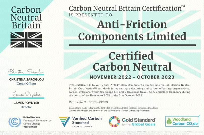 Antifriction are Carbon Neutral Certified for 2022/2023